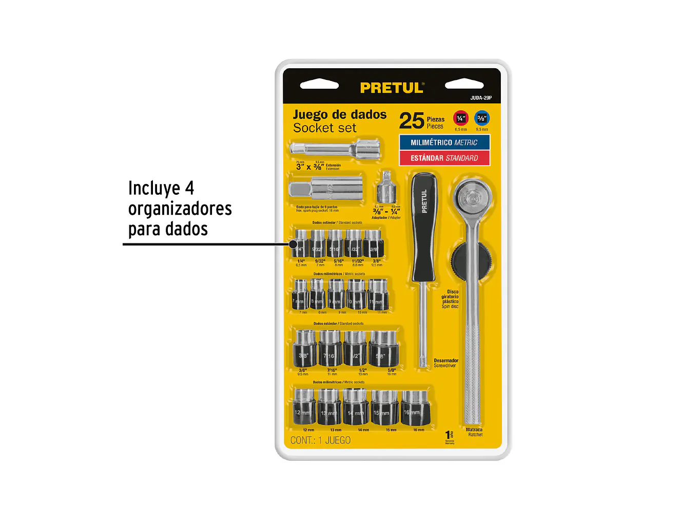 Juego de mecánico Pretul 23974, 25 piezas,  - Foto 2 | aztools.co