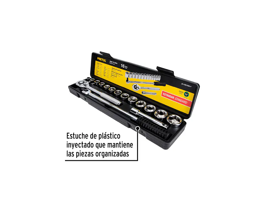 Juego de mecánico Pretul 21172, 16 piezas en pulgadas, 1/2