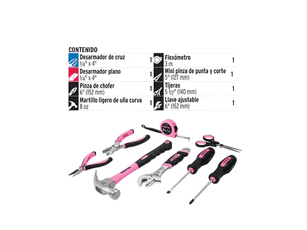 Juego de herramientas para dama, 8 piezas, Pretul PRETUL 21251 - Foto 3 | aztools.co
