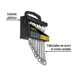 Juego de llaves mixtas 11 piezas, milimétricas, Pretul 21991