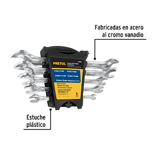 Juego de llaves boca fija 5 piezas milimétricas Pretul 22001