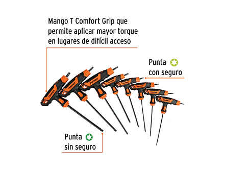 Juego de 8 llaves torx mango T Truper 100935, T9-T40