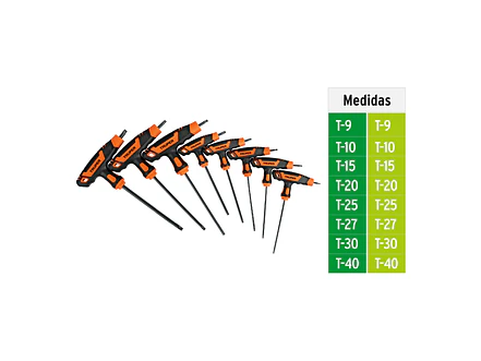 Juego de 8 llaves torx mango T Truper 100935, T9-T40