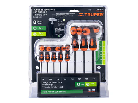 Juego de 8 llaves torx mango T Truper 100935, T9-T40