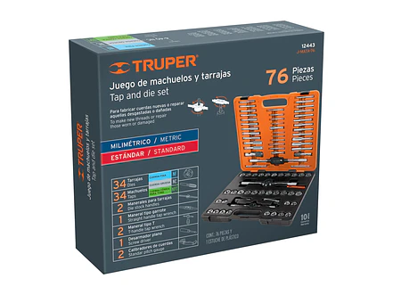 Juego de machos y tarrajas Truper 12443, 76 piezas  - Foto 3 | aztools.co