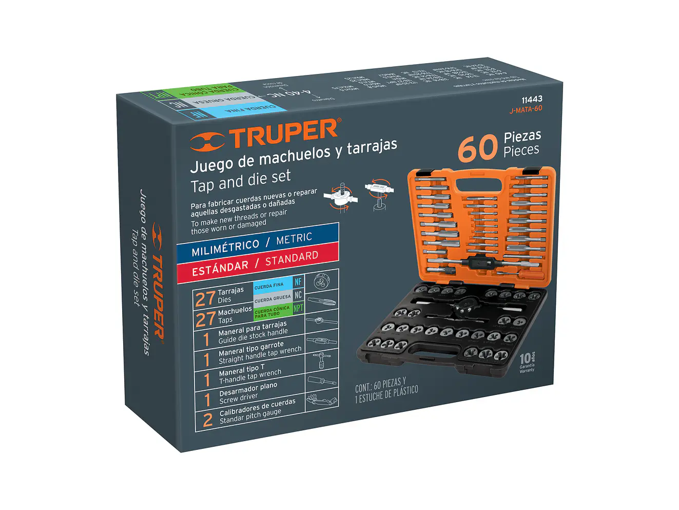 Juego de machos y tarrajas Truper 11443, 60 piezas  - Foto 2 | aztools.co