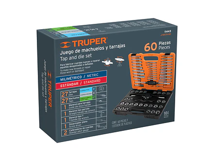 Juego de machos y tarrajas Truper 11443, 60 piezas  - Foto 2 | aztools.co