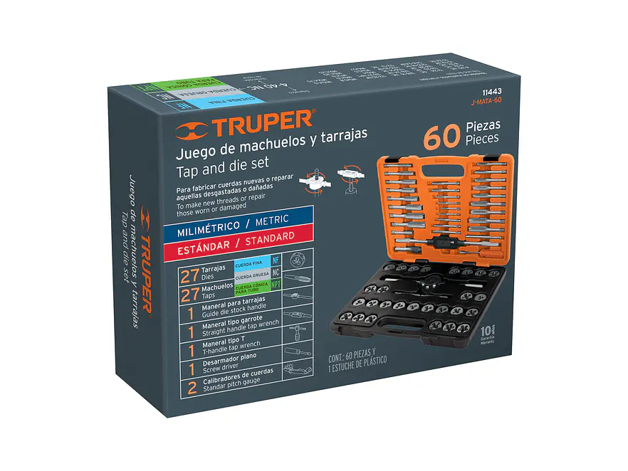 Juego de machos y tarrajas Truper 11443, 60 piezas  - Foto 2 | aztools.co