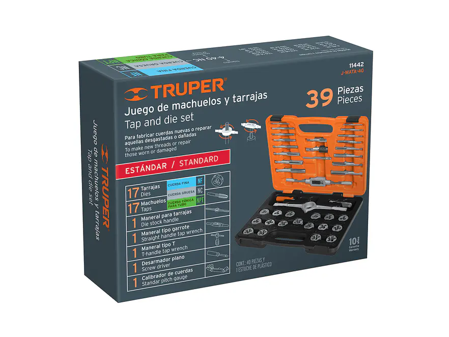 Juego de machos y tarrajas Truper 11442, 40 piezas  - Foto 3 | aztools.co
