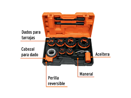 Juego de tarrajas para tubo 1/2 a 2 pulgadas Truper 13071, 8 piezas  - Foto 2 | aztools.co
