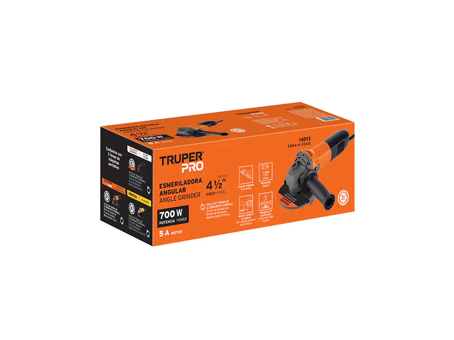 Pulidora angular 4-1/2 profesional Truper 14013 700W  - Foto 7 | aztools.co