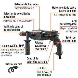 Taladro percutor rotomartillo 1/2
