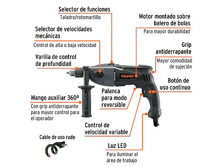 Taladro percutor rotomartillo 1/2