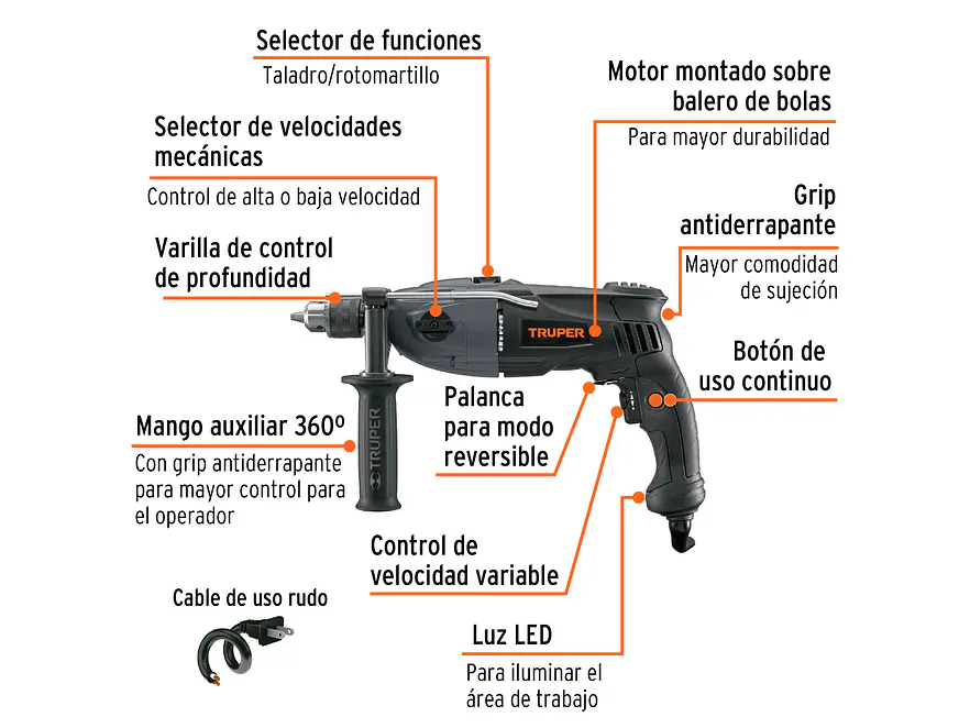 Taladro percutor rotomartillo 1/2