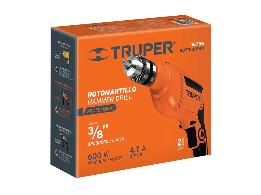 Taladro percutor rotomartillo 3/8