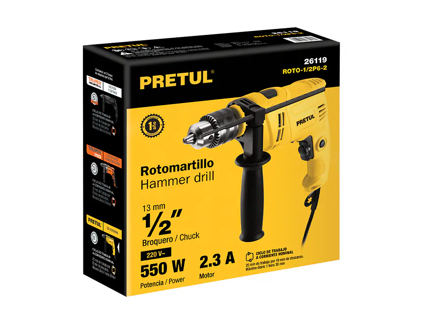 Taladro percutor rotomartillo 1/2