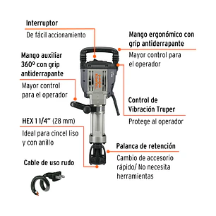 Demoledor HEX 20 kg Truper 100893 55 JOULES 1600 W  Expert MADE-20NX 