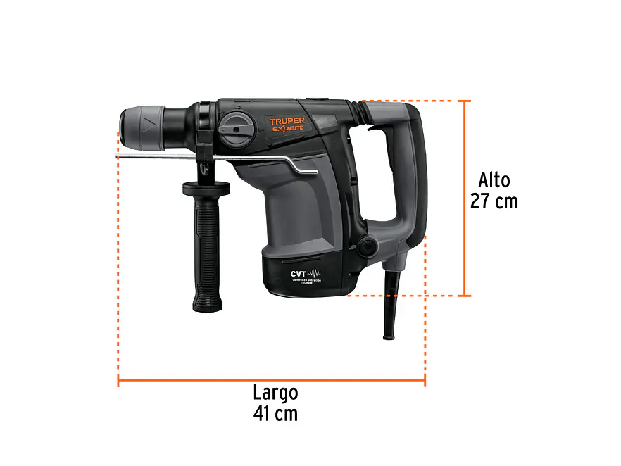 Demoledor rotomartillo SDS Plus 6 Joules, 1100 W, TRUPER Expert RPLUS-6NX, 101221  - Foto 3 | aztools.co