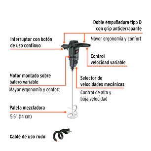 Mezcladora eléctrica Truper 101519 de 1,500 W