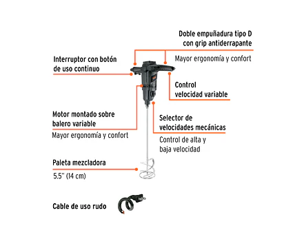 Mezcladora eléctrica Truper 101519 de 1,500 W