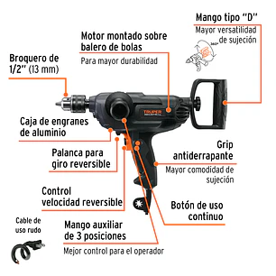 Taladro truper tipo espada industrial 16714 1/2', 1150 W