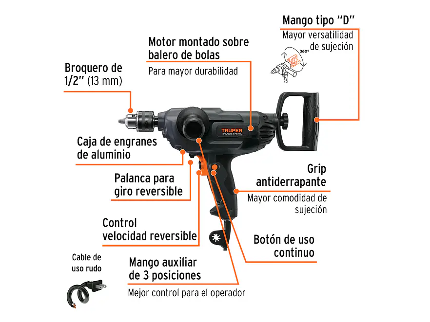 Taladro truper tipo espada industrial 16714 1/2', 1150 W