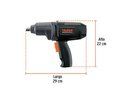 Llave impacto Industrial Electrica Truper 11682: 900W, torque 162 lb/ft, 1/2