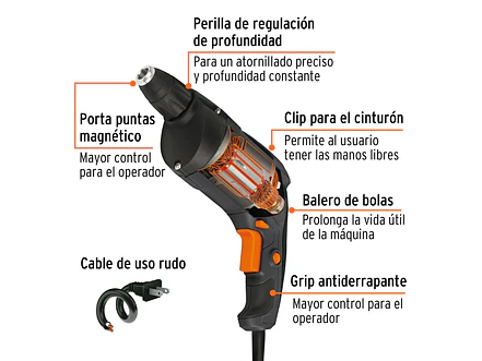 Destornillador para drywall, industrial, 540 W TRUPER 16024 - Foto 2 | aztools.co