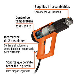 Pistola de calor profesional, 1800 w TRUPER 16432