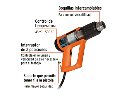 Pistola de calor profesional, 1800 w TRUPER 16432 - Foto 2 | aztools.co