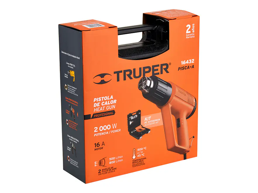 Pistola de calor profesional, 1800 w TRUPER 16432 - Foto 5 | aztools.co