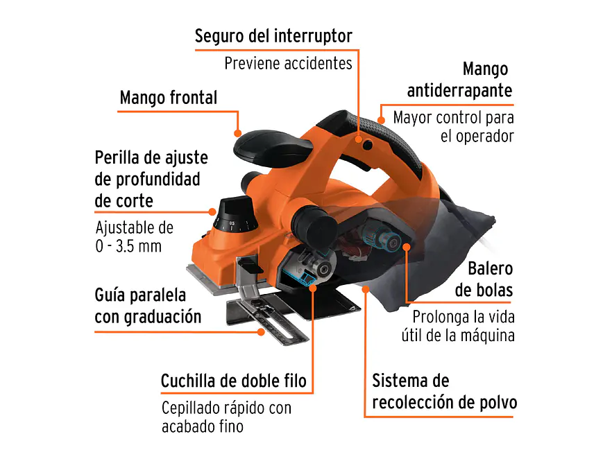 Cepillo eléctrico Truper 100502  3-1/4', profesional, 850 W  - Foto 2 | aztools.co
