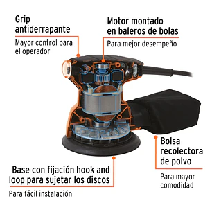 Lijadora roto orbital, 5', profesional, 260 W