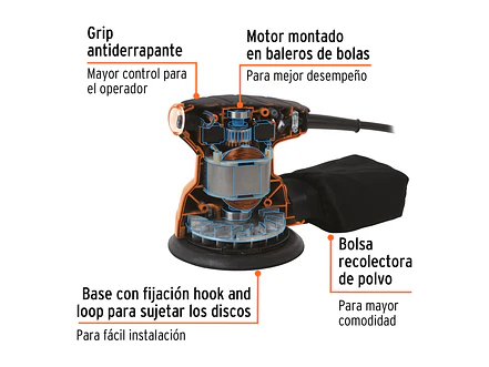 Lijadora roto orbital, 5', profesional, 260 W