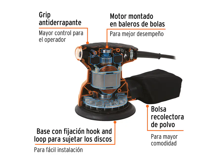 Lijadora roto orbital, 5', profesional, 260 W