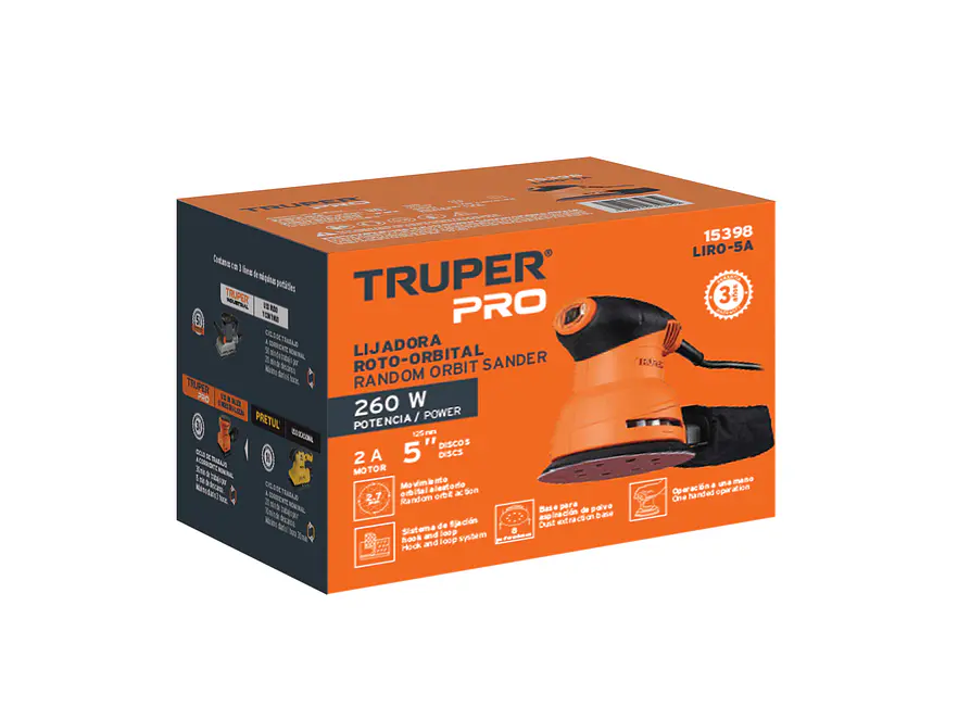 Lijadora roto orbital, 5', profesional, 260 W