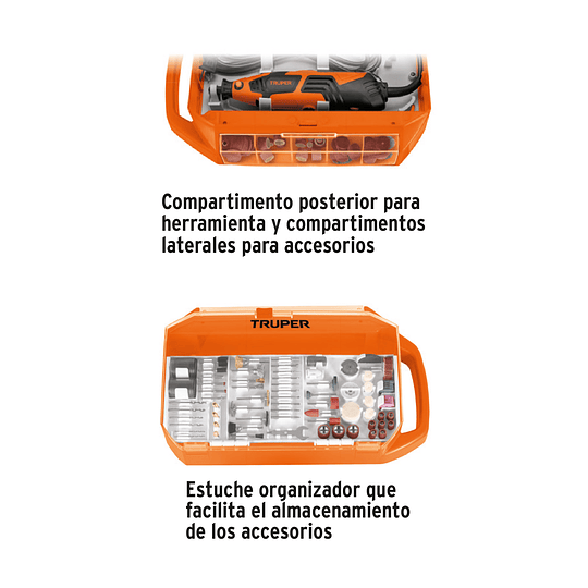 Mototool 150 W con 201 Accesorios Truper, MOTO-A2K 101669 - Potente y Versátil, Ideal para Diversas Aplicaciones