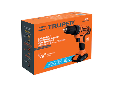 Taladro inalámbrico Truper 18153, batería ion litio, 12 V, 3/8