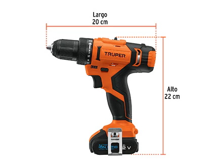 Taladro inalámbrico Truper 18153, batería ion litio, 12 V, 3/8