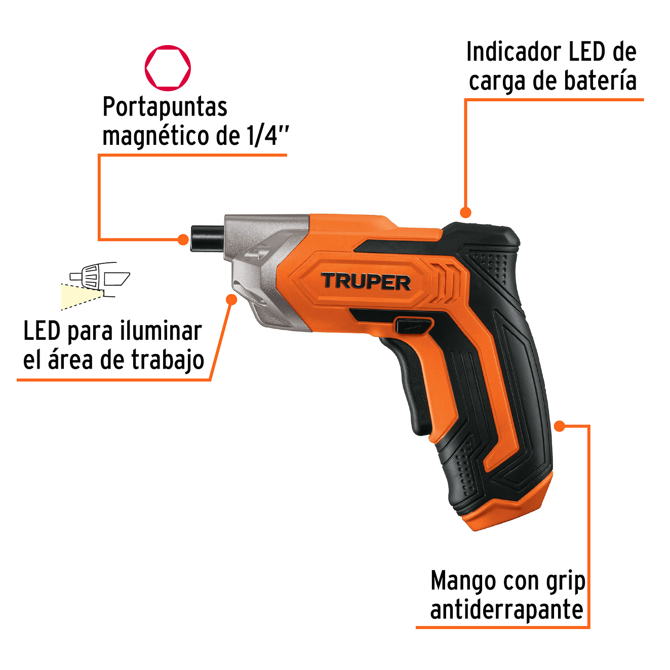 Atornillador inalámbrico Truper 17033, batería ion Litio 3.6 V  2