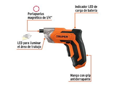Atornillador inalámbrico Truper 17033, batería ion Litio 3.6 V  - Foto 2 | aztools.co