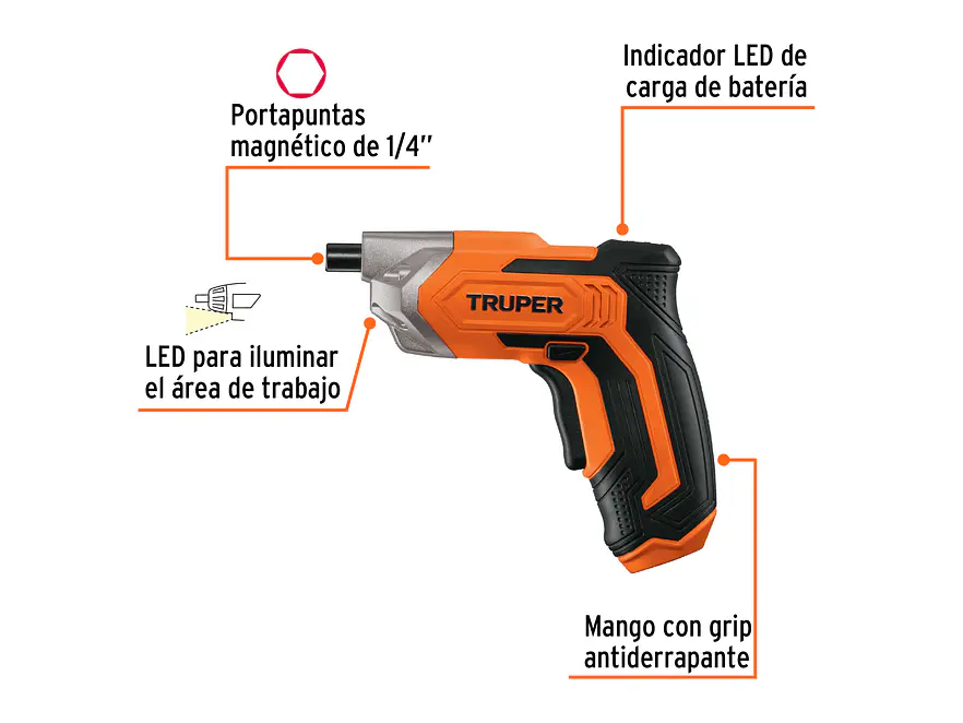 Atornillador inalámbrico Truper 17033, batería ion Litio 3.6 V  - Foto 2 | aztools.co