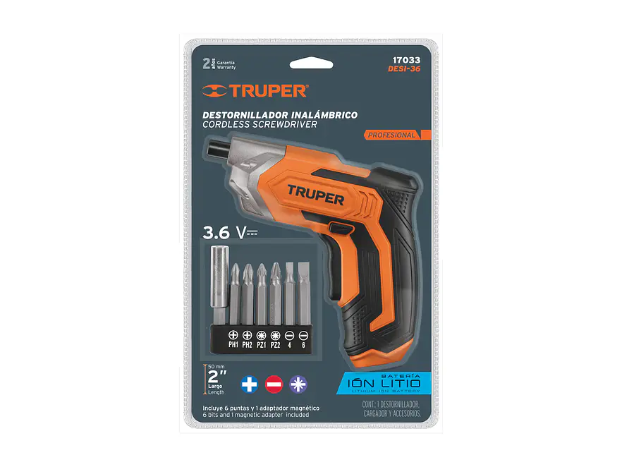 Atornillador inalámbrico Truper 17033, batería ion Litio 3.6 V  - Foto 7 | aztools.co