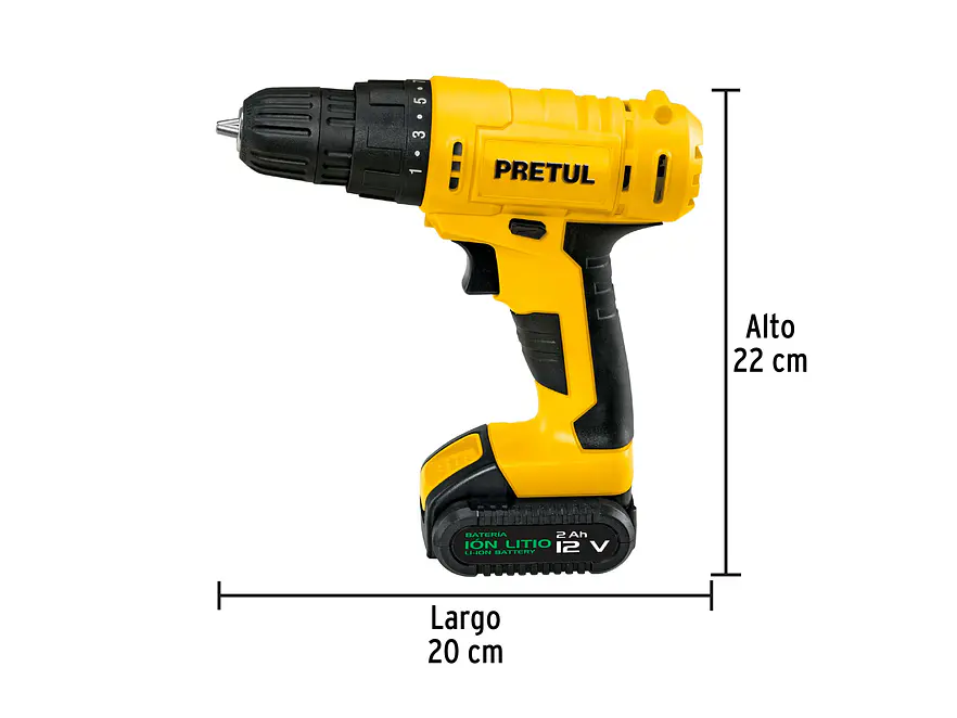 Taladro inalámbrico Pretul 29975 batería ion litio 12 V  - Foto 3 | aztools.co