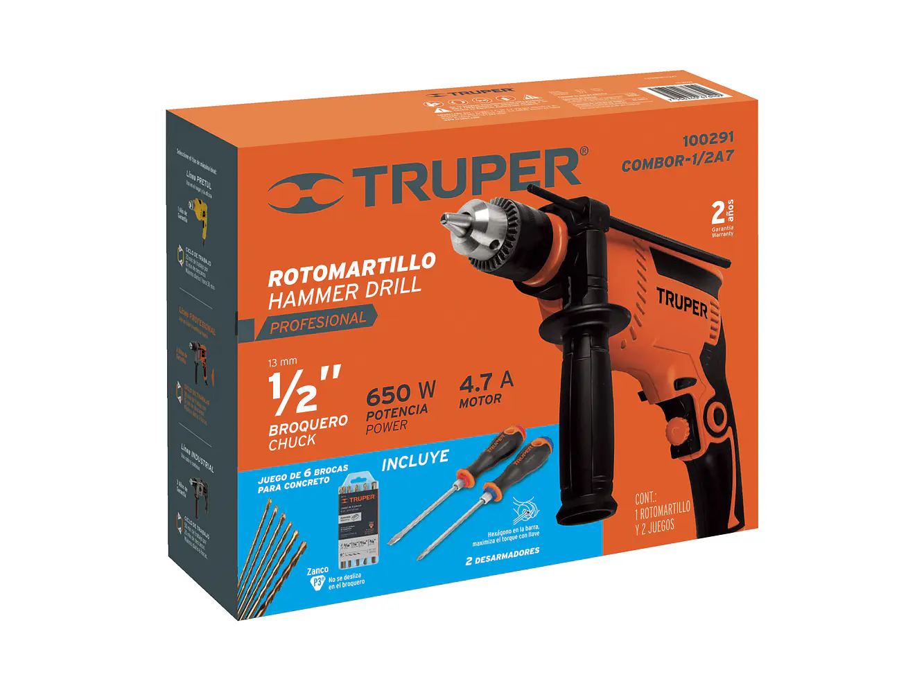 Combo rotomartillo Truper 100291 650W con brocas y desarmadores  - Foto 2 | aztools.co