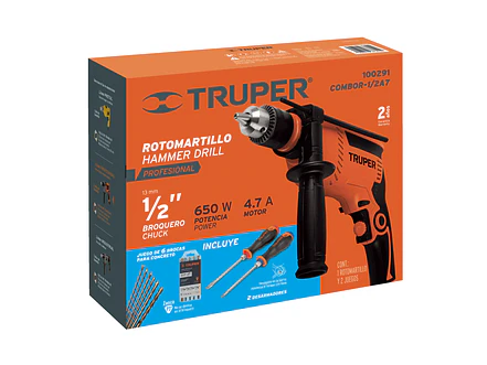 Combo rotomartillo Truper 100291 650W con brocas y desarmadores  - Foto 2 | aztools.co