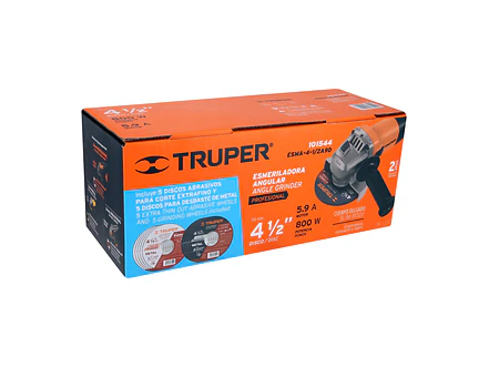 Esmeriladora 4-1/2' 850W c/5 discos de corte y 5 desbaste TRUPER 101544 - Foto 2 | aztools.co