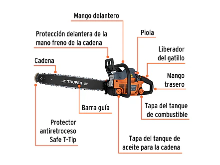 Motosierra a gasolina, motor 51 cc, barra 20'