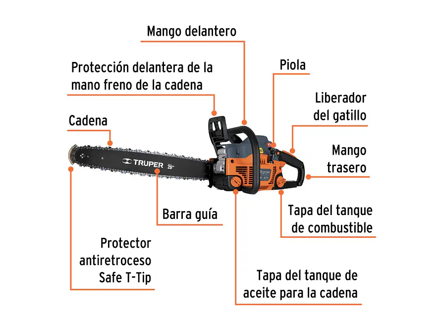 Motosierra a gasolina, motor 51 cc, barra 20'