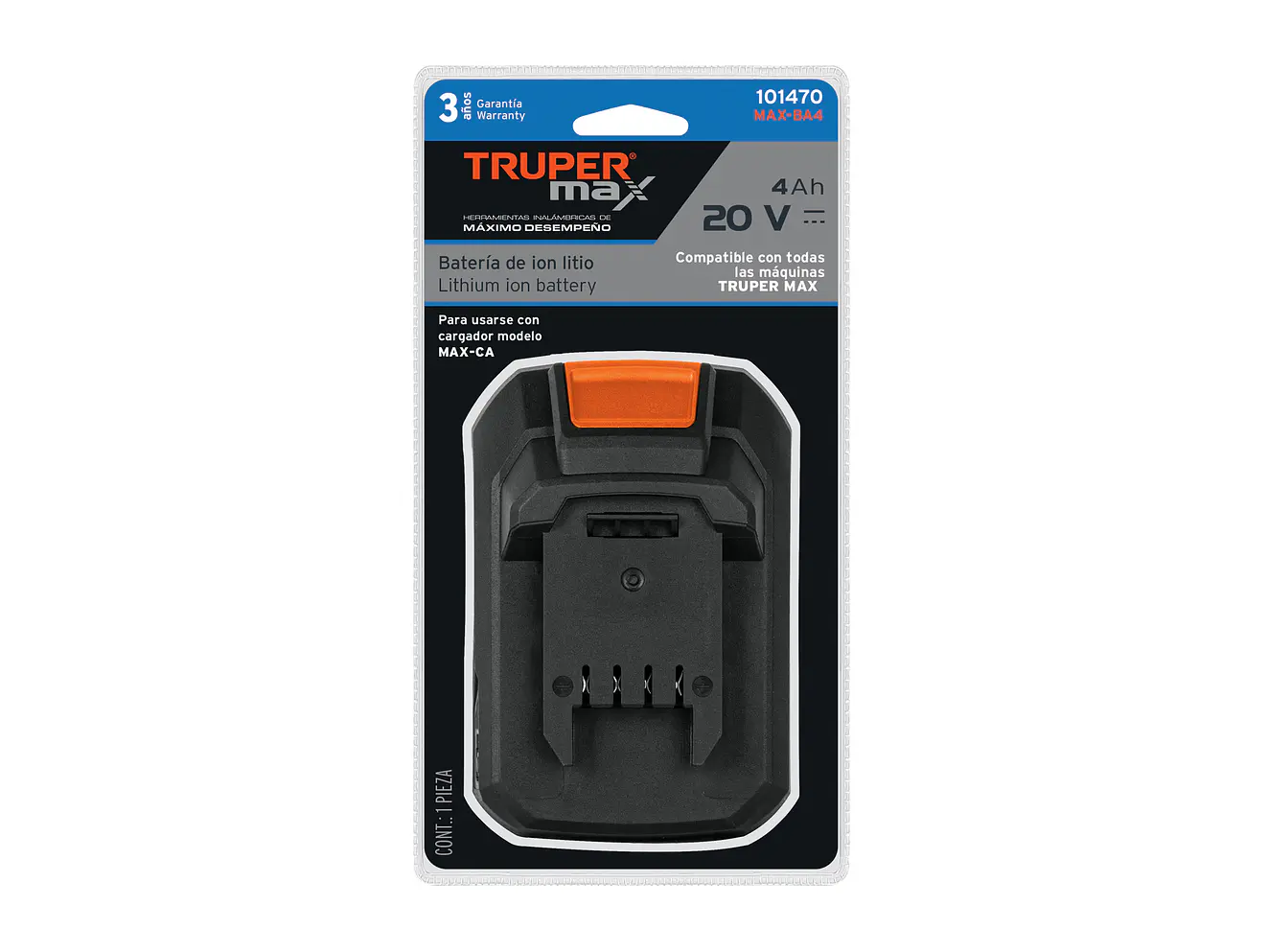 Batería ion litio Truper MAX 20V, 4Ah